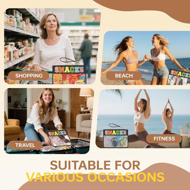 Detalle 2 de Siwara Clear Pouch Travel Makeup Bag with Glitter Chenille Letter Patches (13.0 × 9.5 in)