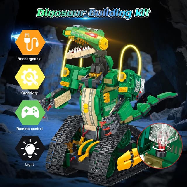 Detalle 2 de HiWEEGO Technik Roboter Dinosaurier 877 Teile