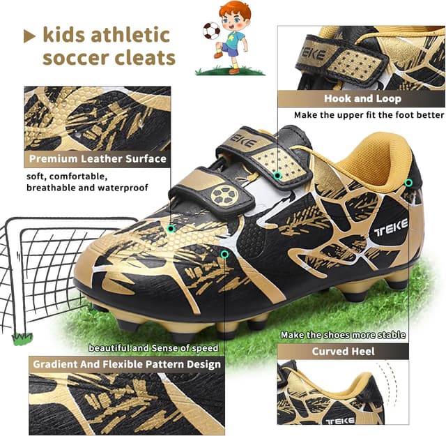 Detalle 2 de Hanani Kids FG/AG Football Boots (Unisex) – Black Gold, Size 13 Child (UK)