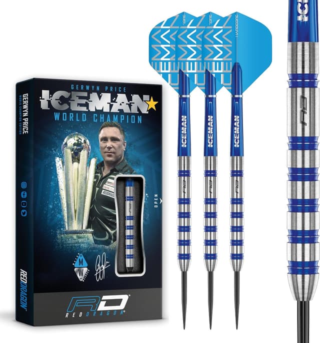 Detalle de Red Dragon Gerwyn Price Iceman Challenger Professional Tungsten Darts set (23g) with flights & stems