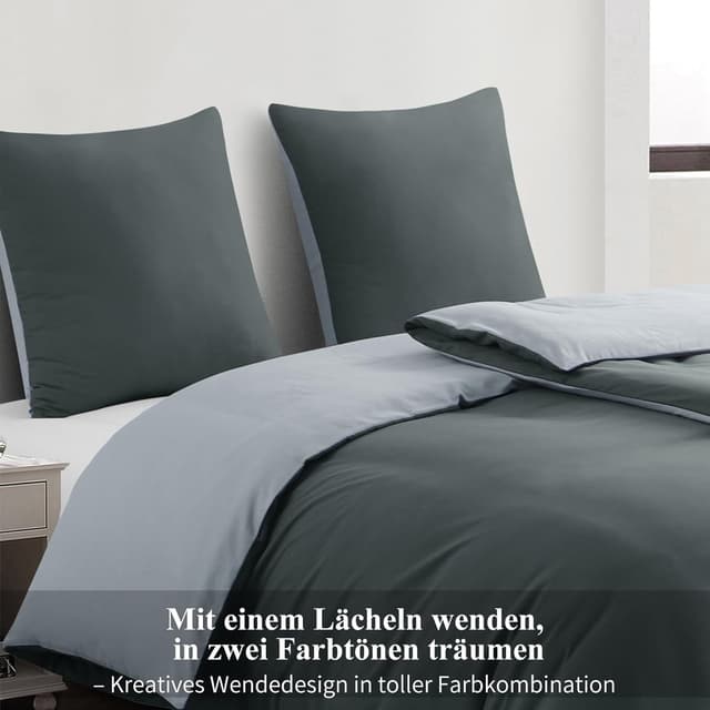 Detalle 2 de Aisbo Bettwäsche 135x200 4tlg Anthrazit Grau