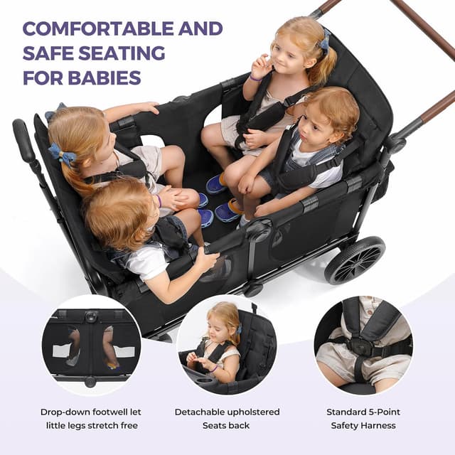 Thumbnail 4 de ELEMARA Wagon Stroller 4-Seater, Foldable All-Terrain 🚼
