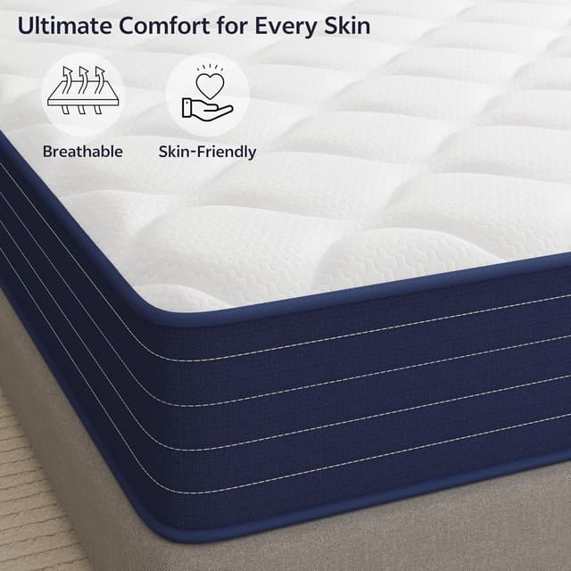 Detalle de PurrJoys 3FT Single Mattress 90x190x25cm (10 Inch) H3 Firm Cooling Gel Memory Foam with Washable Zipper Cover
