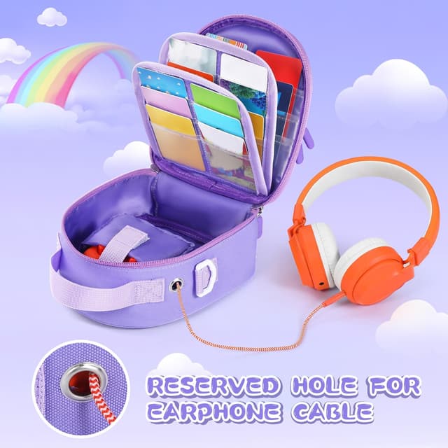 Detalle de Piaclen Carrying Case Compatible with Yoto Mini (2024 Edition) — 30-Card Storage Bag with Handle & Shoulder Strap (Purple)