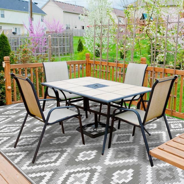 Detalle de Enyhom Outdoor Teppich wetterfest 180 x 270 cm – wendbare Terrassenmatte aus recyceltem Polypropylen