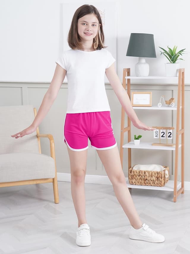 Detalle de Aikuco 5-Pack Girls Soccer Shorts (Toddler to Teen) — Quick-Dry Athletic Workout & Gym Shorts