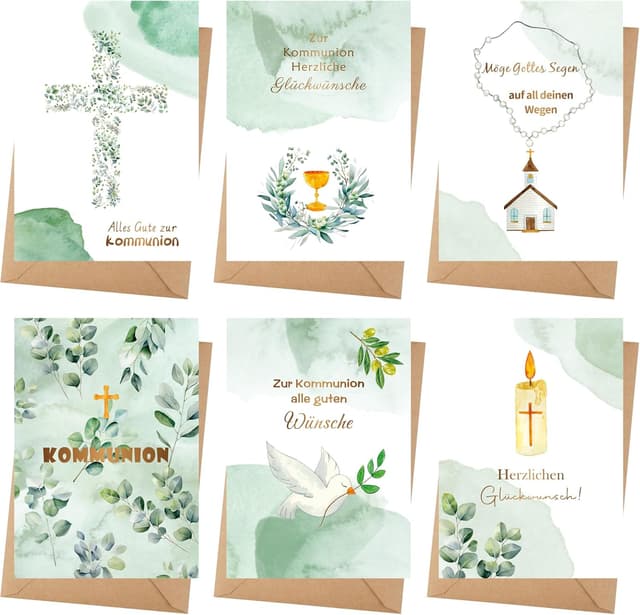 Detalle de Kommunionskarten-Set Eukalyptus 12-teilig A6