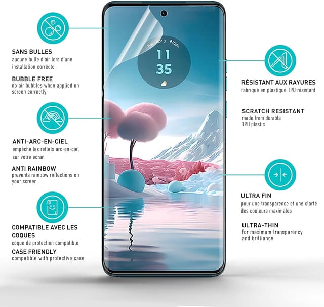 Detalle de smartect Protecteur d’écran TPU (2 + 2 pièces) pour Motorola Edge 40 Neo — écran + protection caméra