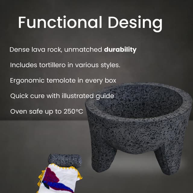 Thumbnail 2 de Molcajete Mexicano volcanic rock mortar and pestle 🍲