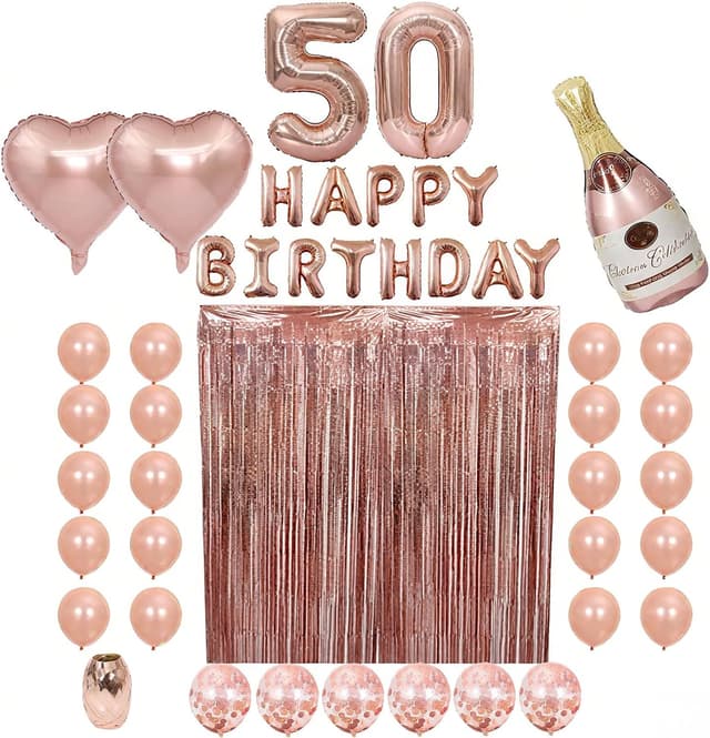Imagen de Joybble 50th Rose Gold Birthday Balloons en OfertitasTOP