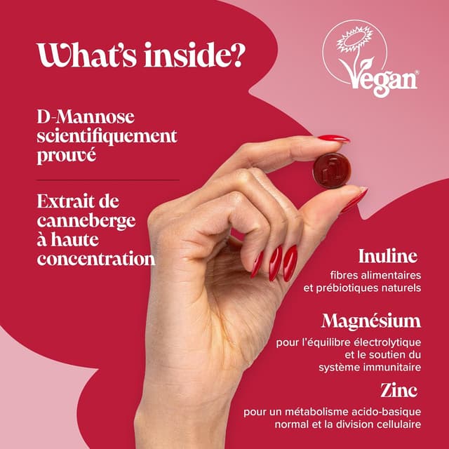 Detalle de Gommes Canneberge & D-Mannose Novomins (vegan, sans gluten) – soutien des voies urinaires, zinc & magnésium – 60 gommes