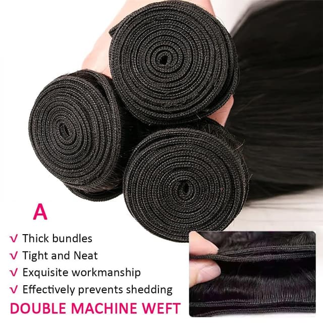 Detalle de 14A Body Wave Human Hair Bundles (24–30 Inch) — 100% Brazilian Virgin Real Raw Hair, Natural Color