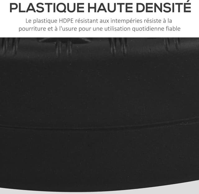 Detalle de Outsunny Pied de parasol HDPE à remplir d’eau ou de sable pour mât 38/48 mm (Ø51 x 36 H cm) noir