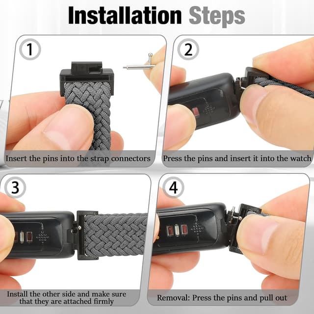 Detalle de BTTNG 2-pack elastic braided straps for Fitbit Inspire series and Ace models