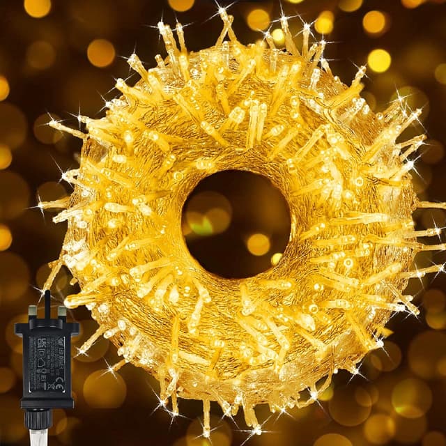 Detalle de Fairy Lights Mains Powered 100m/328ft, 1000 LED Plug-in String Lights with 8 Modes (Warm White)