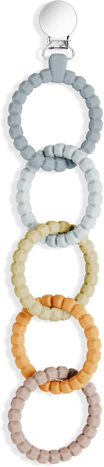 Detalle de Vicloon Dentizione Neonati: set da 5 anelli massaggiagengive in silicone con clip per ciuccio