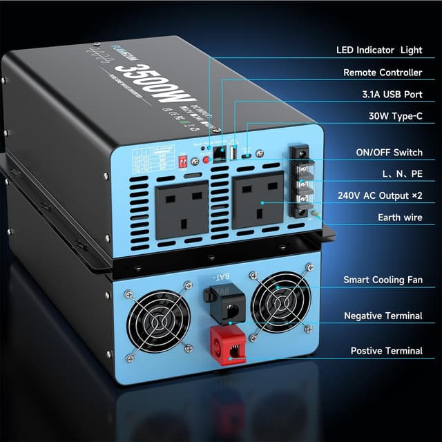 Detalle 2 de FLAMEZUM 3500W pure sine wave inverter