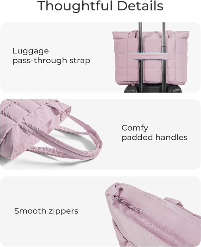 Thumbnail 6 de bagsmart Expandable Laptop Tote Bag for Women (Large Capacity, Lightweight Quilted Puffer)