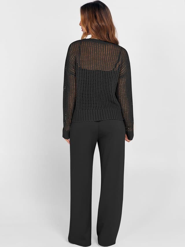 Thumbnail 6 de ANRABESS Women's Crochet Sweater Set