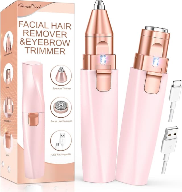 Detalle de iFanzeTech Augenbrauenrasierer 2-in-1 Rosa