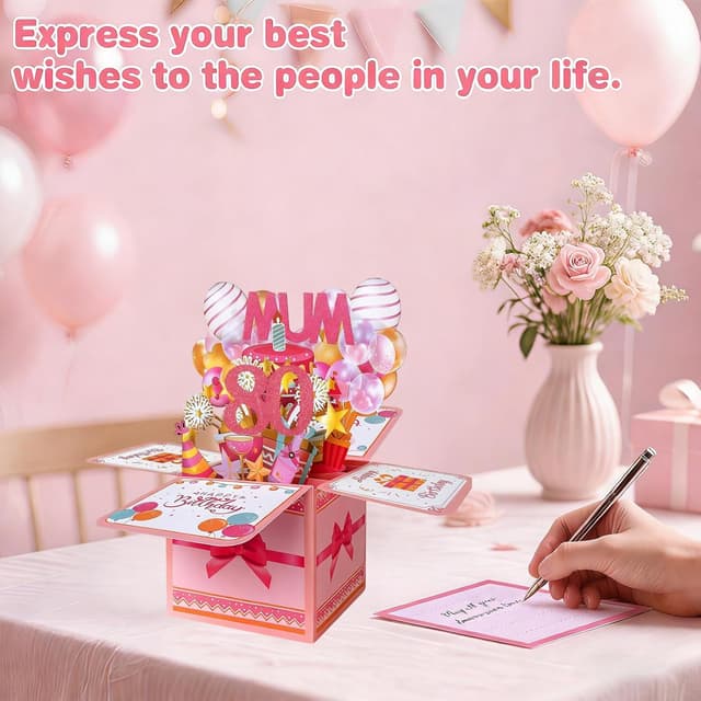 Detalle 2 de Bomesy Funny 3D Pop Up Mum Birthday Card (Mum 80th Birthday) with Envelope and Blank Greeting Card
