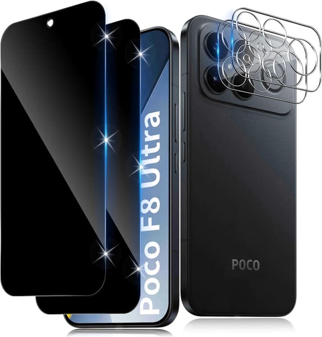 Detalle de Funrae Sichtschutz-Schutzfolie für Xiaomi Mi Poco F8 Ultra (2+2 Stück) inkl. Panzerglas für Kamera, 9H Privacy Anti-Spy