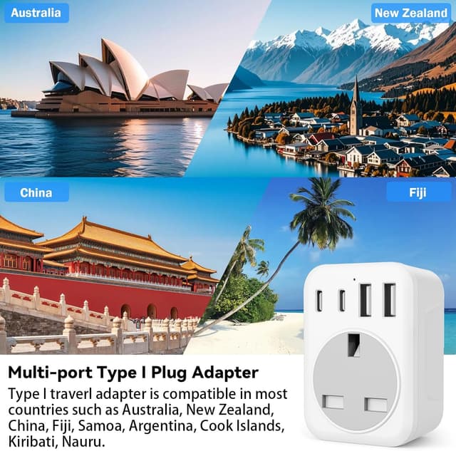 Detalle de UK to Australia 5-in-1 plug adapter 2500W