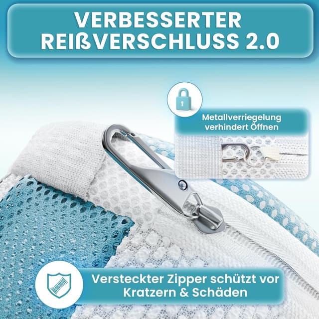 Detalle 2 de Washmate Schuhwaschbeutel für Waschmaschine & Sneaker (32x19 cm) mit stabilem Metall-Reißverschluss