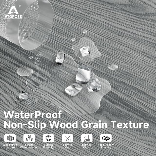 Detalle de ATOPOSE Peel and Stick Vinyl Plank Flooring (36 PCS, Washed Grey, 1.5mm) – Waterproof, DIY self-adhesive wood effect