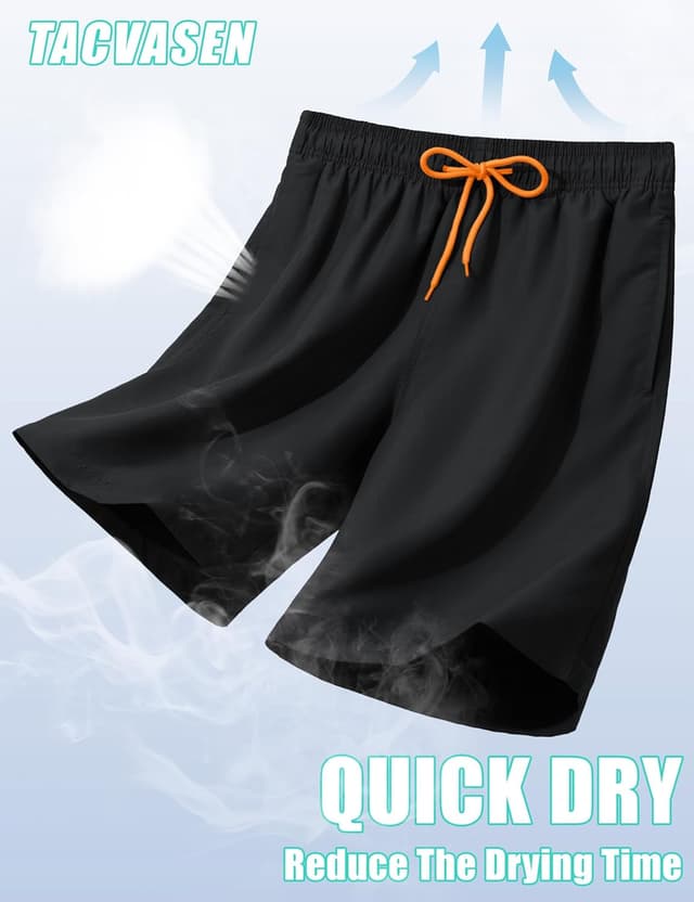 Detalle de TACVASEN men’s quick-dry swim shorts with mesh lining and pockets