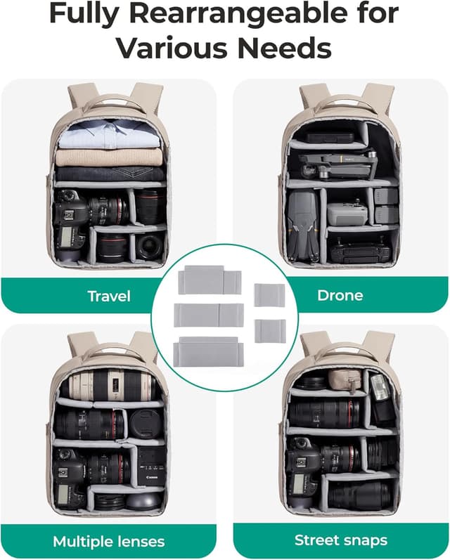 Detalle 2 de bagsmart Kamerarucksack wasserdicht mit 13,6-Zoll-Laptopfach – Fotorucksack für Sony, Nikon, Canon & Outdoor