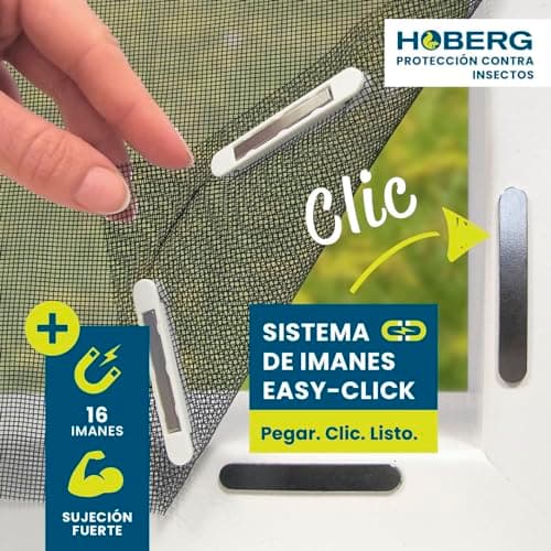 Detalle de Hoberg Mosquitera para Ventanas con fijación magnética (negra) recortable hasta 150 x 130 cm
