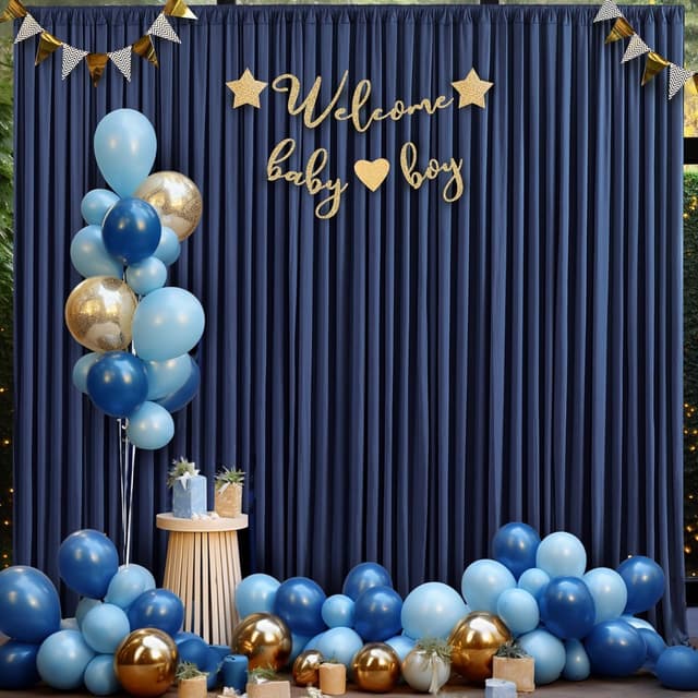 Detalle 2 de Htper Hintergrundvorhang marineblau, 3 x 3 m (Polyester) für Party, Hochzeit, Geburtstag & Fotos