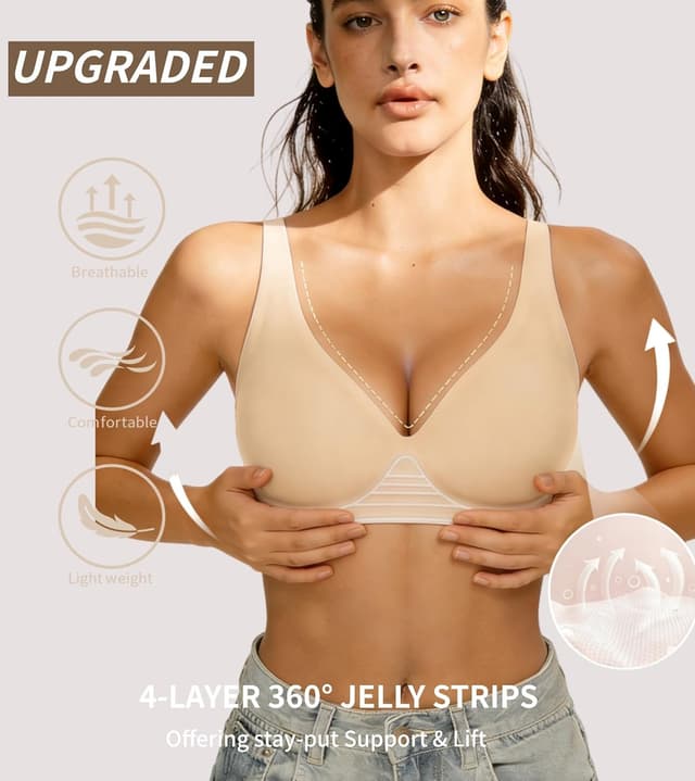 Detalle 2 de Dopheuor 2026 Deep V Wireless Push Up Bra