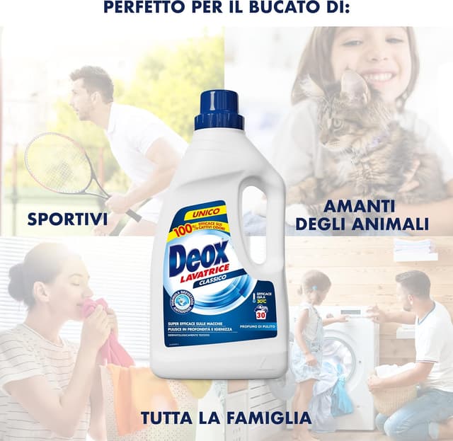 Thumbnail 6 de Deox Classico Detersivo Lavatrice Liquido Antiodore, 144 lavaggi (1200 ml x 6 confezioni)