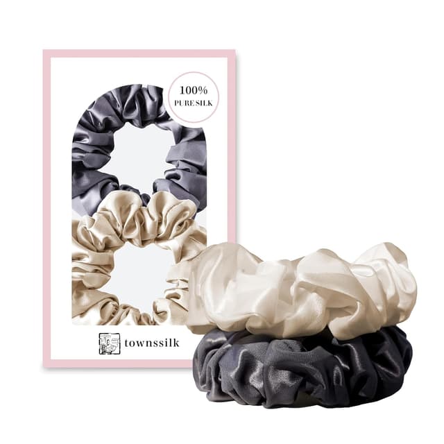 Detalle de townssilk Maulbeerseide Haargummis (22 Momme) – 5 Stück, braun