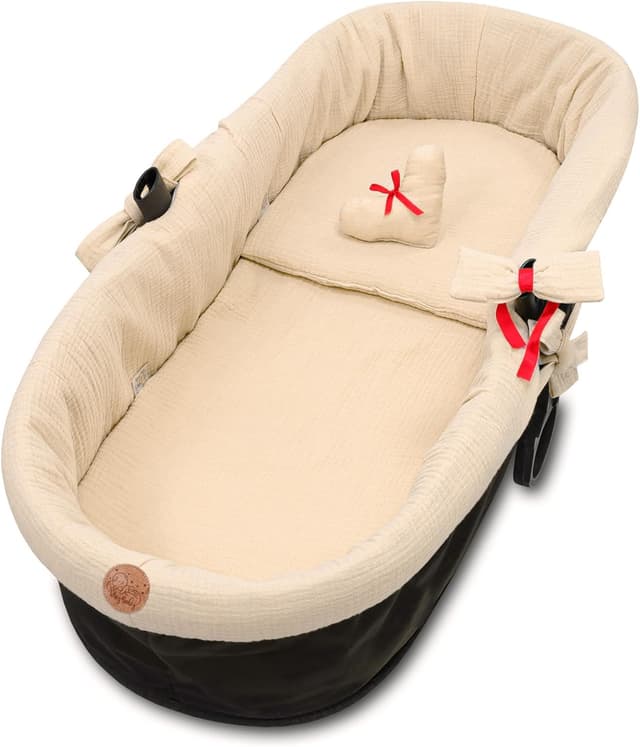 Thumbnail 6 de Set accessori per carrozzina/mussola neonato beige: inserto navicella, nido cuscino e materassino (3 pezzi)