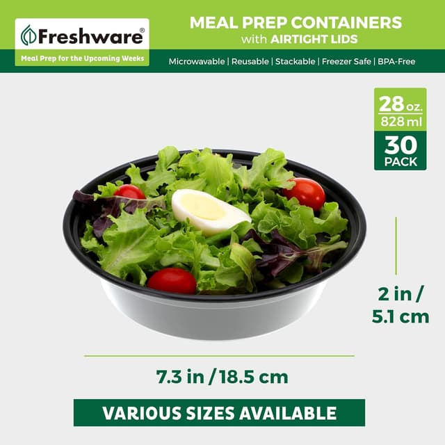 Detalle 2 de Freshware Meal Prep Bowls 28 oz 🍱