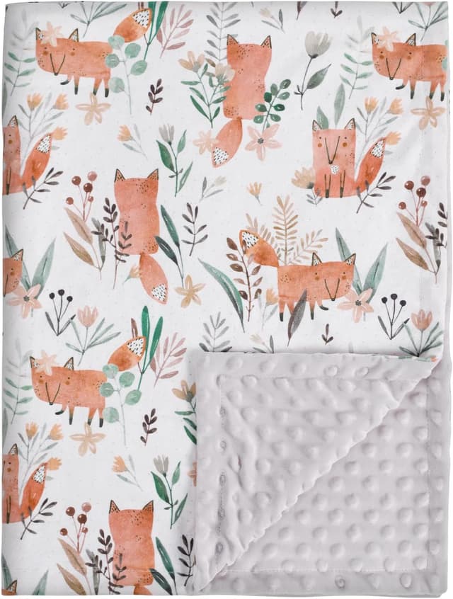 Detalle de Soarwg Kids Baby Blanket (Little Fox) – 75x100cm soft plush newborn blanket with dotted micro fleece backing