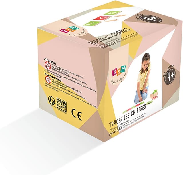 Detalle 2 de BSM Edufun Montessori – Tracer les Chiffres (16 pièces en bois) dès 4 ans, EF 12056