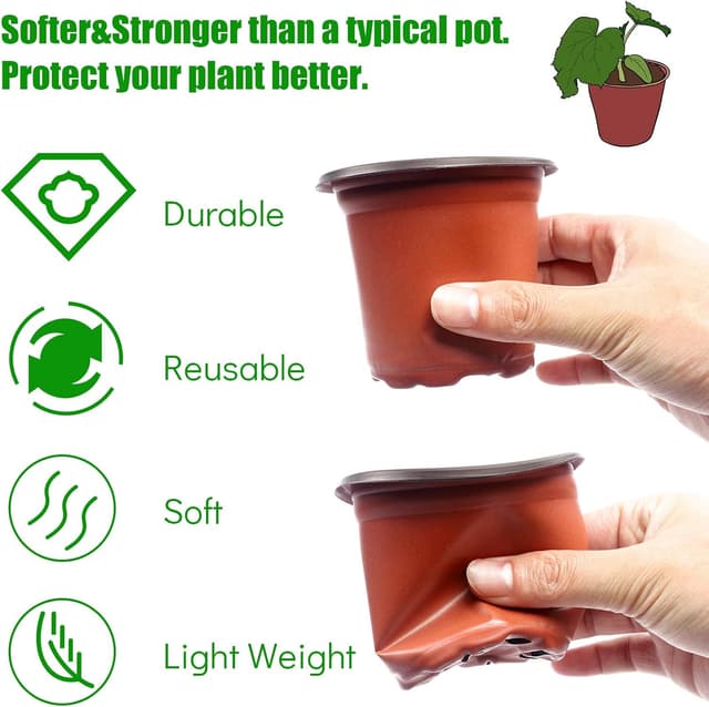 Detalle 2 de SHEEFLY 4 inch Plant Nursery Pots 100 Pack