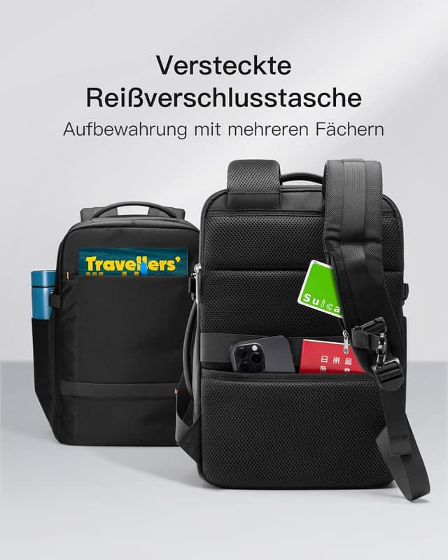 Detalle 2 de Inateck 20L Ryanair Handgepäck 40 x 25 x 20 cm Reiserucksack mit Laptopfach und Trolley-Gurt