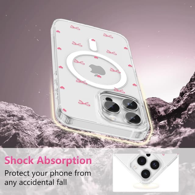 Detalle de ZTOFERA Magnetische Hülle für iPhone 13 Pro Max (6,7") – transparente TPU-Schutzhülle mit Herz- und Schleifenmotiv, MagSafe-kompatibel