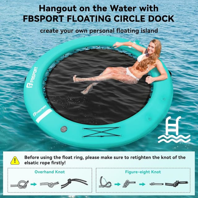 Detalle 2 de FBSPORT Inflatable Water Hammock Round Floating Ring (8 ft) — Floating dock, swim platform & sun raft