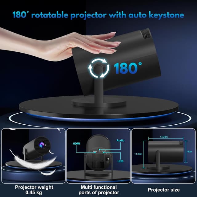 Detalle 1 de AGIMA X1 Mini Beamer für Streaming mit 180°-Drehung