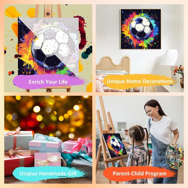 Thumbnail 6 de Children’s Paint by Numbers Football Kit with Frame (7.8x7.8 inch) – DIY acrylic number painting for kids