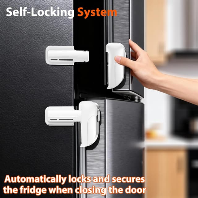 Detalle 2 de 2 Pack Fridge Locks (White) – child-proof refrigerator door locks with one-handed release
