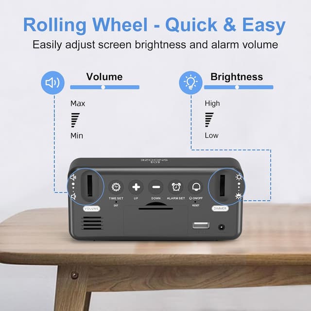 Detalle de LATEC Réveil Numérique LED 5,8" avec luminosité et volume réglables, 2 alarmes et snooze (noir)