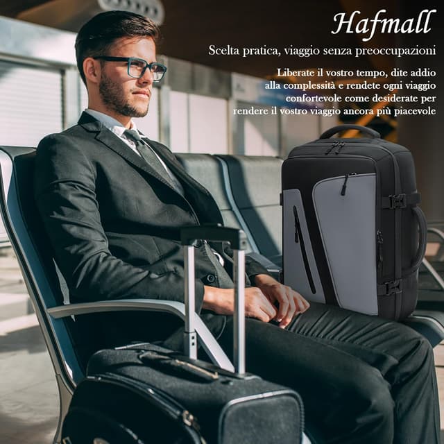 Detalle de Hafmall Baggage Cabine 45x30x20 pour Easyjet : sac à dos cabine 30 L noir et gris