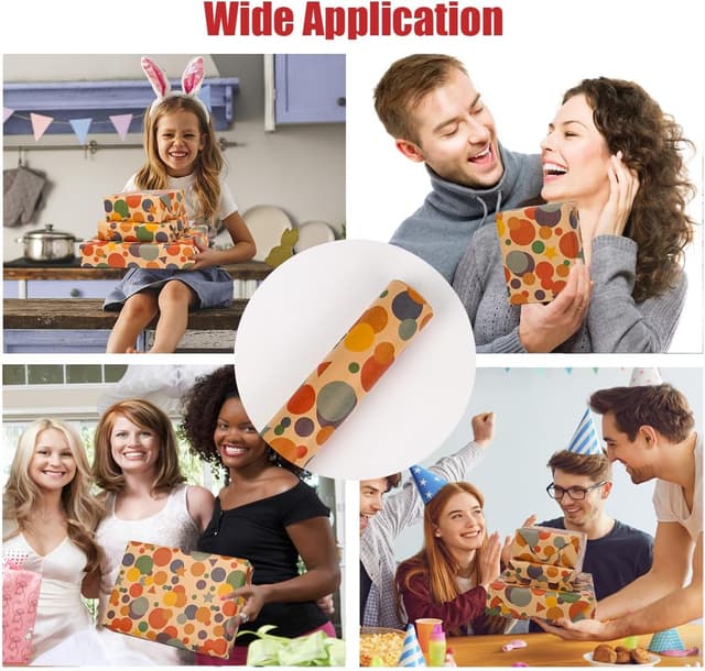 Thumbnail 6 de HBell Wrapping Paper Roll 43cm x 10m colourful dots gift wrap